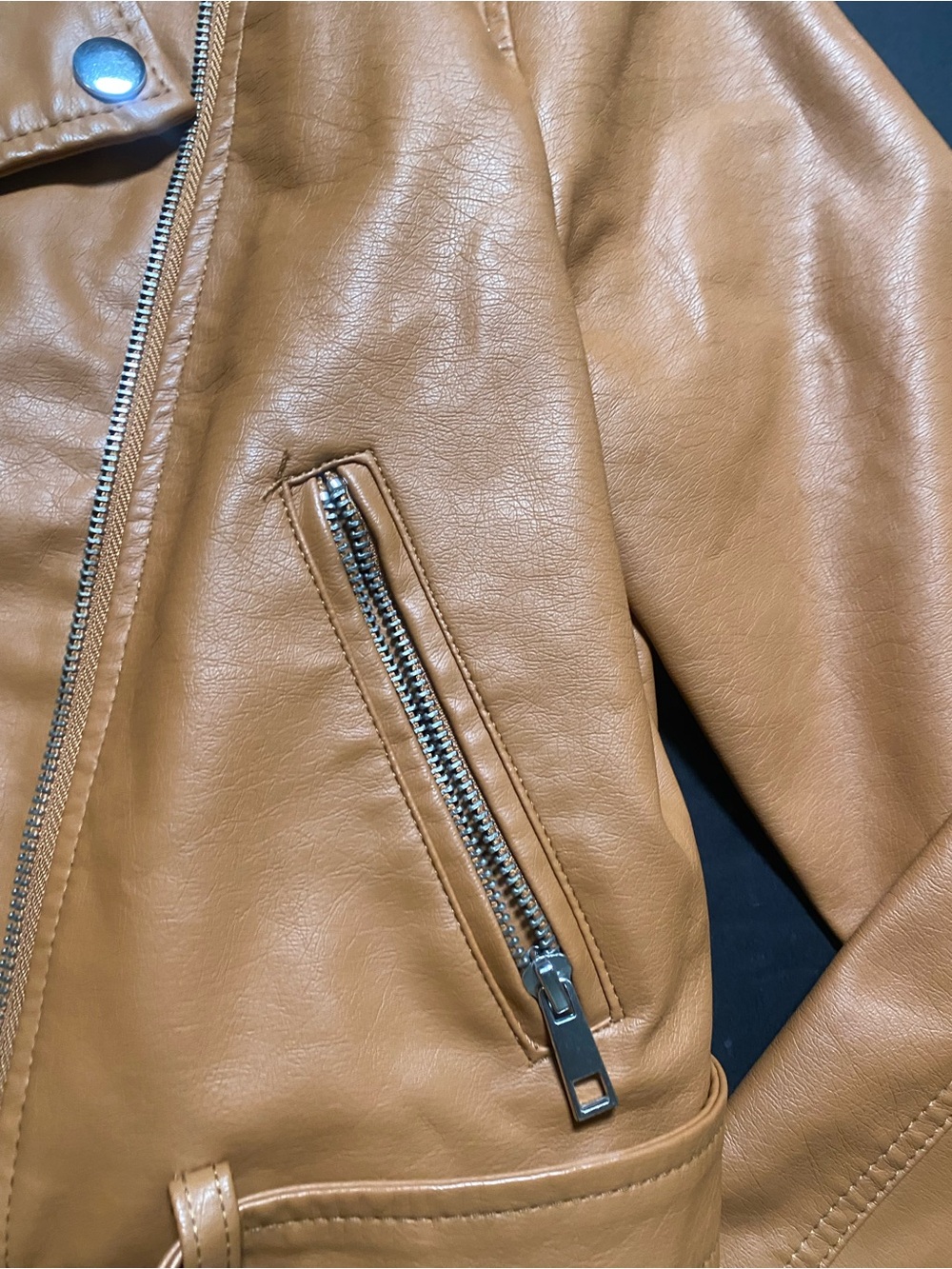 Forever 21 Cognac Faux Leather Moto Jacket - Picture 4 of 6